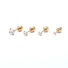 Серьги с винтовой застежкой из нержавеющей стали 316L 1 пара, круглые серьги с цирконием ААА 2 мм, не выцветают, не вызывают аллергии, ювелирные изделия высокого качества