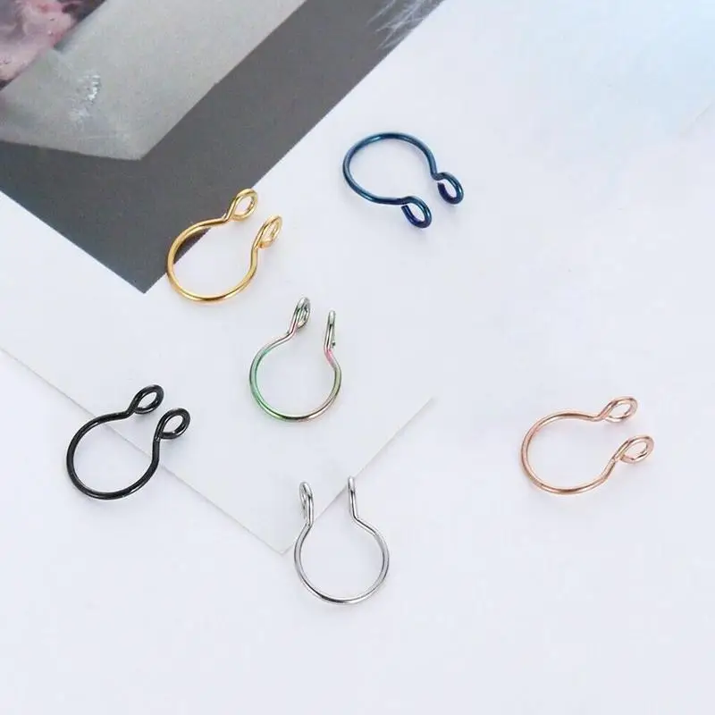 

2020 Fashion Fake Nose Clip C-shaped Clip Neutral Nasolabial Stud Earring Septum Body Piercing Jewelry Gift