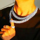 Мужской чокер Майами из кубинской цепи, однотонное ожерелье с квадратными звеньями, колье золотистого цвета с блестящим кубическим цирконием, Ювелирное Украшение в стиле рокхип-хоп, 15 мм