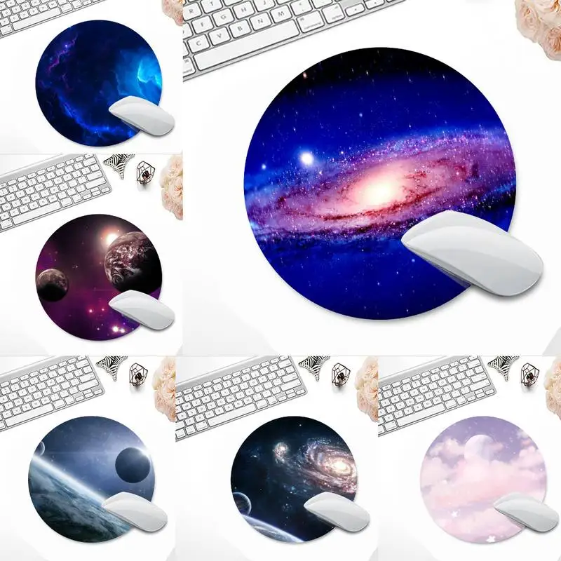

Вселенная звездное небо красивые коврик для мышки в стиле аниме круглый Нескользящая подушка