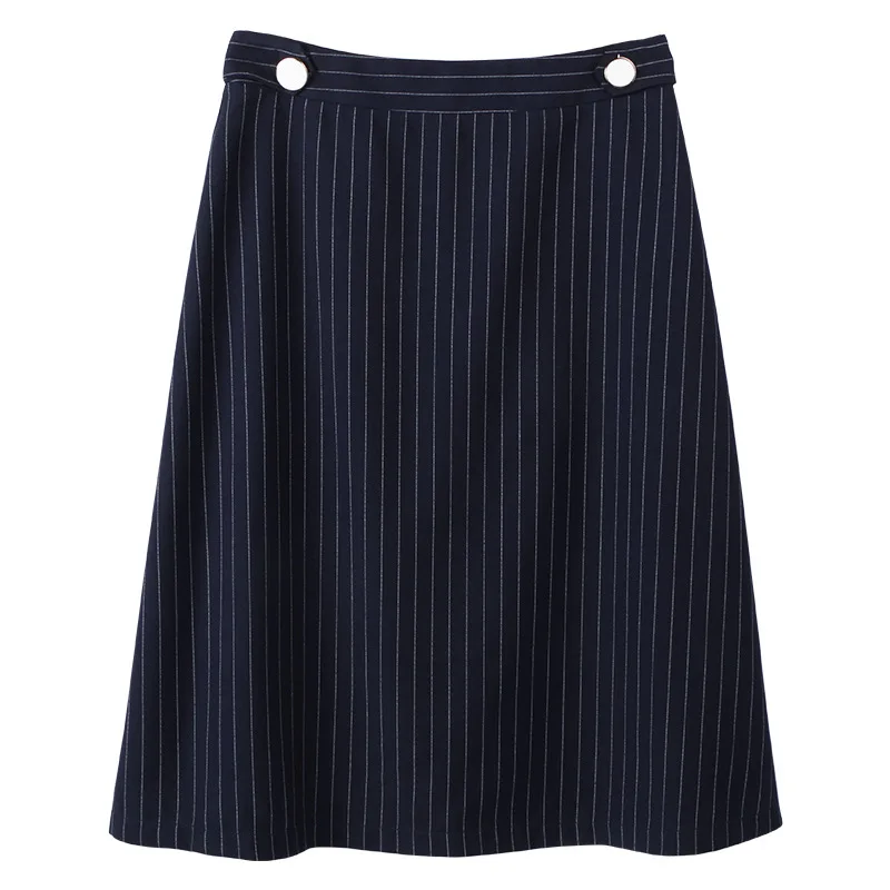 

Latest Brand Women's Clothing Korean Style Slimming Professional OL All-Matching High Waist Striped A- line Skirt Women's Skirt