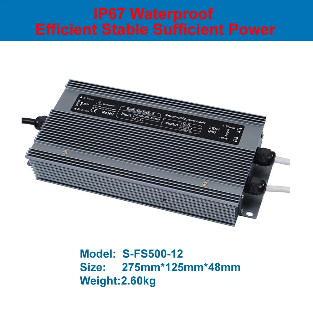 

Waterproof SMPS DC 12V 24V Switch Power Supply 400W 500W 600W For CNC Kits LED Lighting Project And Industrial Control Equipment