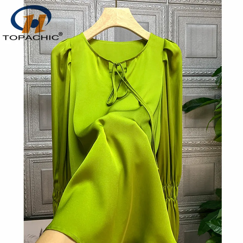 12 25 2020 Новая мода 100% шелковая рубашка Женская темпераментная однотонная блузка с