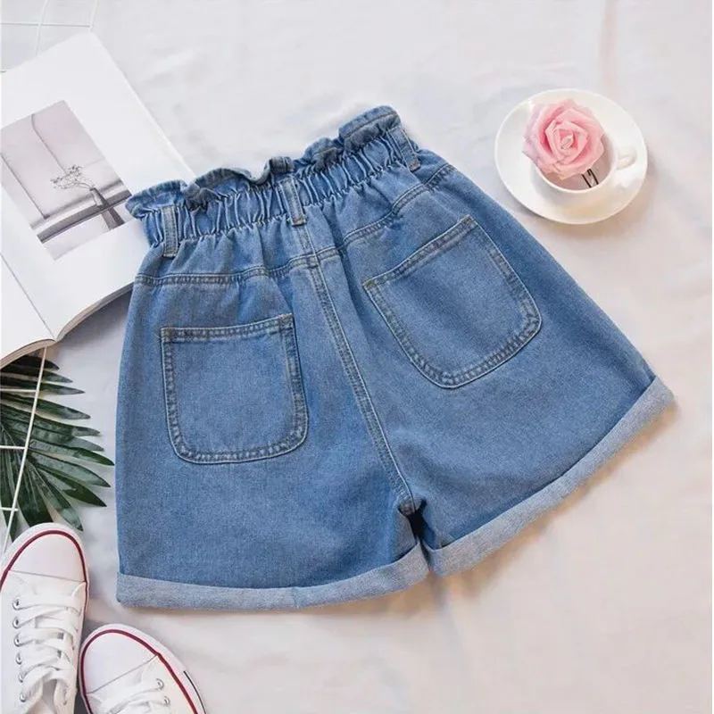 

Sexy Fashion High Waist Denim Short Female Summer New Korean Version Large Size Student Loose With Pockets Wide Leg Shorts Women