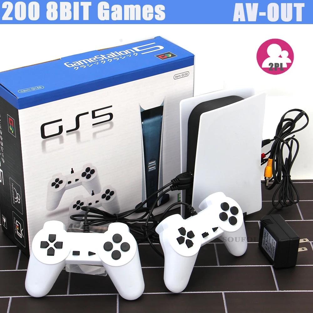 Игровая приставка 5 видеоигр 200 классических игр 8 бит GS5 TV Consola ретро USB проводной
