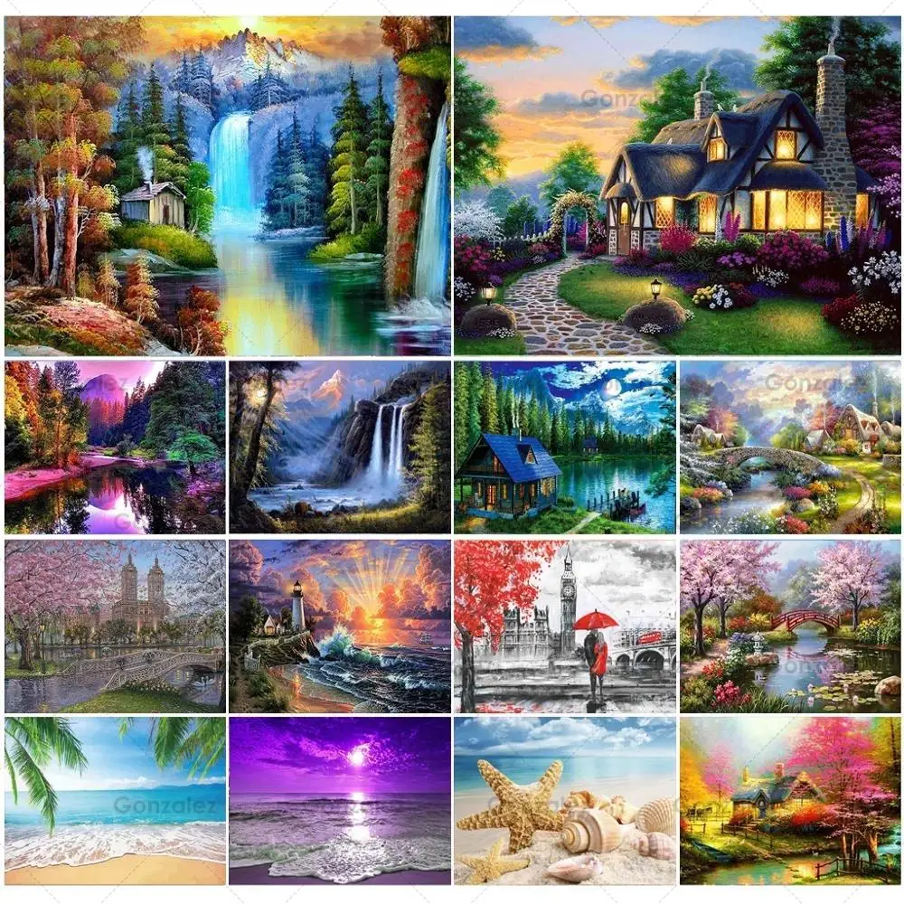 

Landscape Waterfall Diy Diamond Painting Rhinestone Embroidery Mosaic Cross Stitch Home Wall Art Decoration Handmade Gift Crafts
