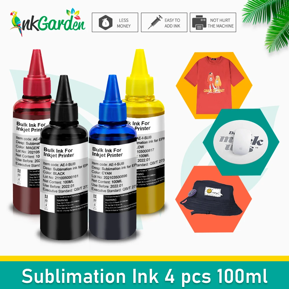 100ML Inkjet Sublimation Ink Universal 4 Color x 100ML For Epson Desktop Printers Heat Transfer Ink Heat Press Used