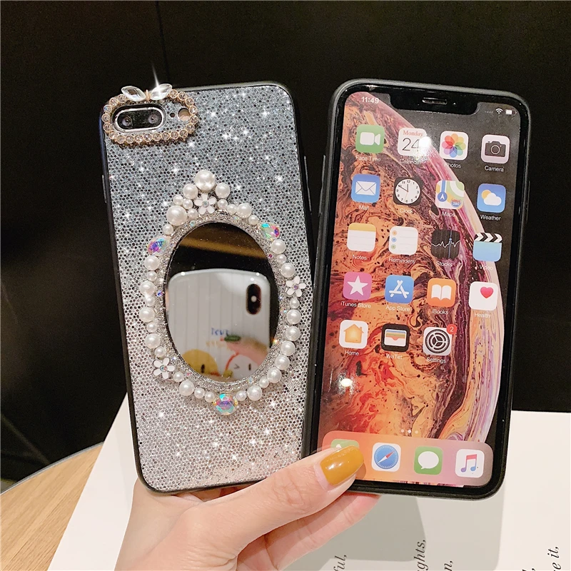 Модный перламутровый зеркальный женский чехол для телефона Iphone X 11 pro Xs Max Xr 10 8 7 6 6s Plus роскошный мягкий чехол