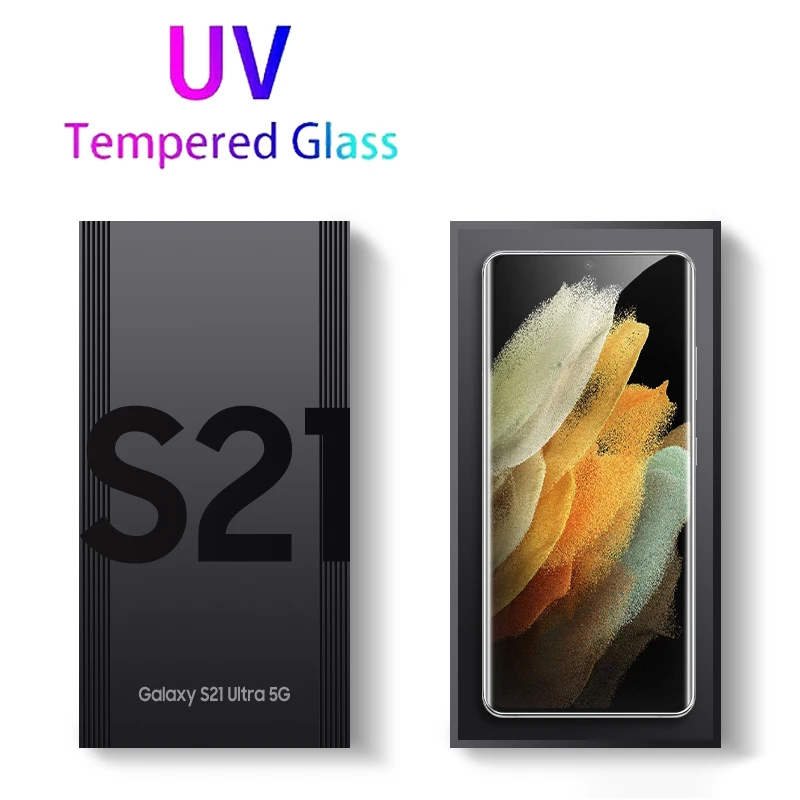 

UGI UV Tempered Glass Full Cover Screen Protectors For Samsung Galaxy S21 Plus Ultra Liquid Glue Front Film Transparent Mobile