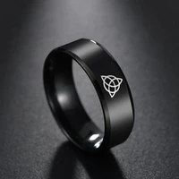 new irish gothic trendy male concentric knot pattern black stainless steel ring