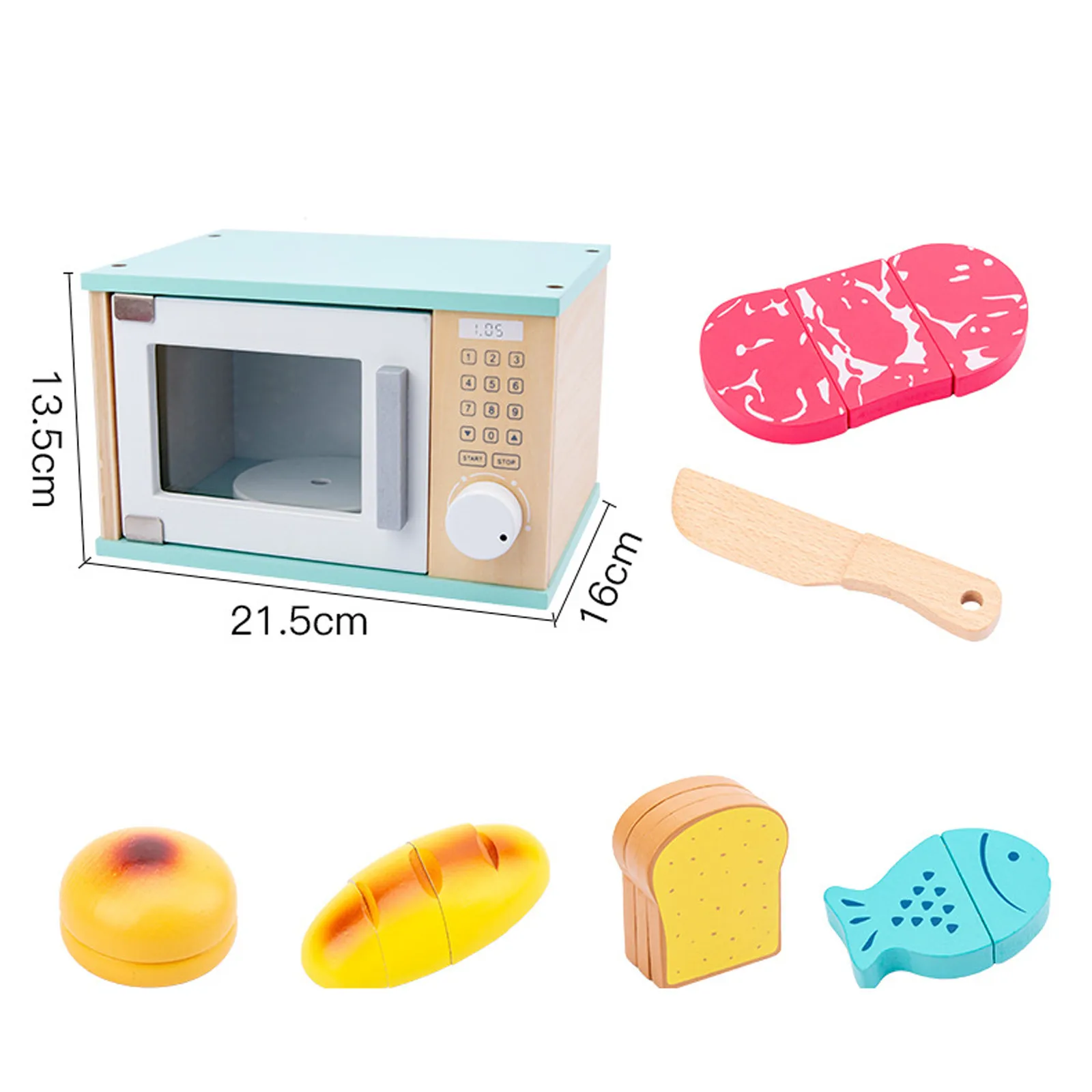 

Children Kitchen Wooden Playset Toys Kitchen Utensils Set Playing Game Educational Learning Mini oven Microwave Set Gift #40