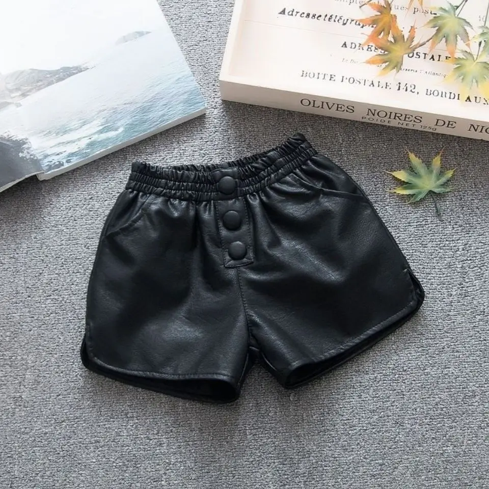 Бархатные леггинсы для девочек новинка весны 2021 кожаные брюки P4439 | Детская