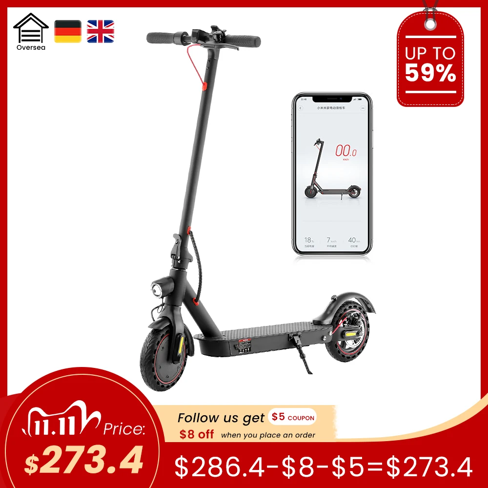 Электрический скутер 350 Вт со смарт приложением скейтборд складной