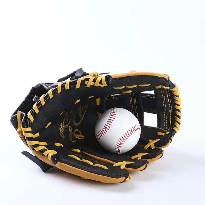 Men Sports Genuine Leather Baseball Gloves for School Match Adults Youth Train 11.5''/12.5'' Brown Baseball Mitt Glove Equipment