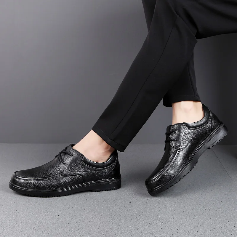 

Fashion men genuine leather shoes lace up casual footwear men Soft face flat base shoes 100% Cow leather Business Formal Shoes