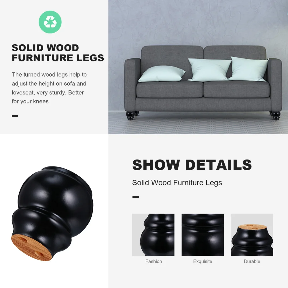 

4 Pcs Wood Furniture Legs Dresser Legs Sofa Replacement Legs Armchair Legs