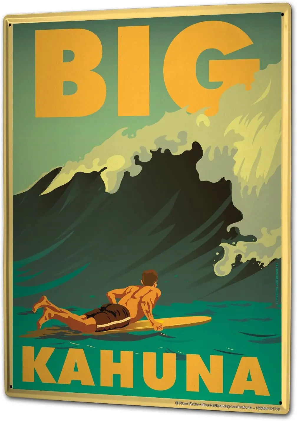 

Tin Sign Metal Plate Decorative Sign Home Decor Plaques Retro Big Kahuna Surfboard Surfer Wave