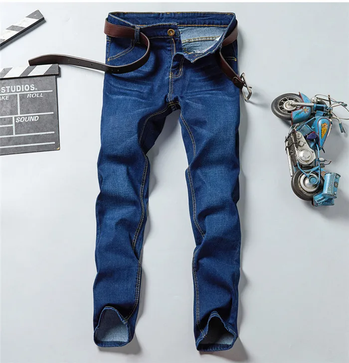 

2021 Летние Осенние стрейч деловые повседневные Прямые облегающие джинсы синие черные джинсовые брюки классические ковбойские