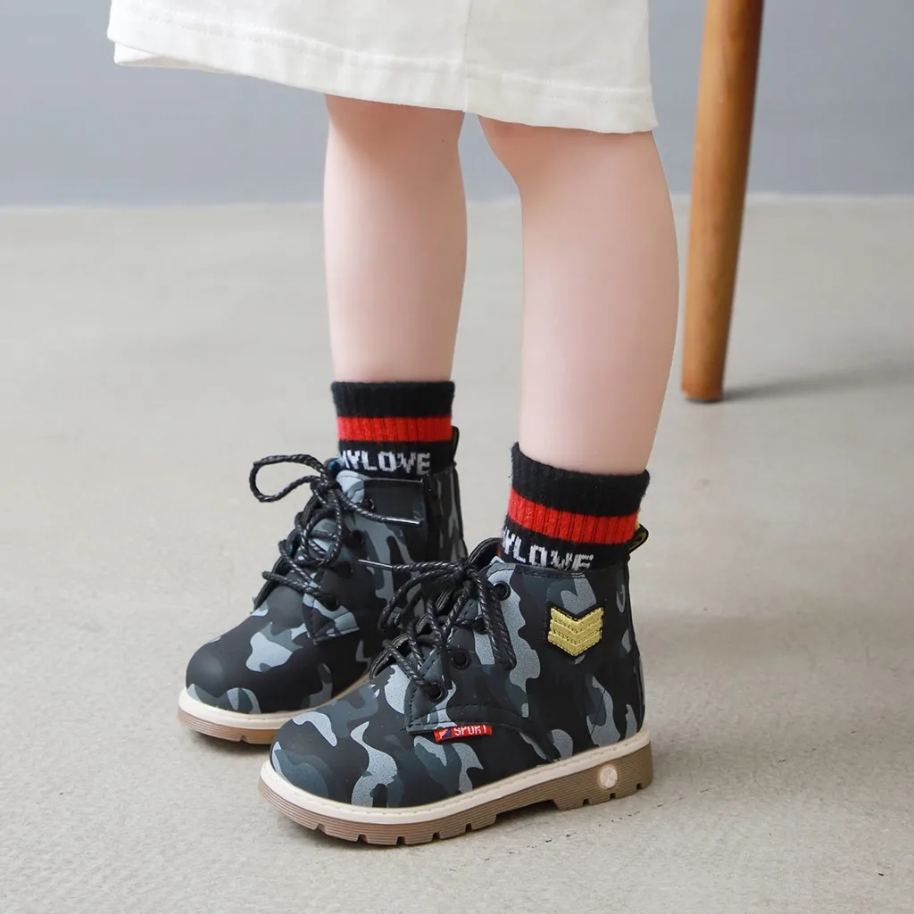 Новые детские ботинки обувь для мальчиков и девочек Детские Армейские Ботинки