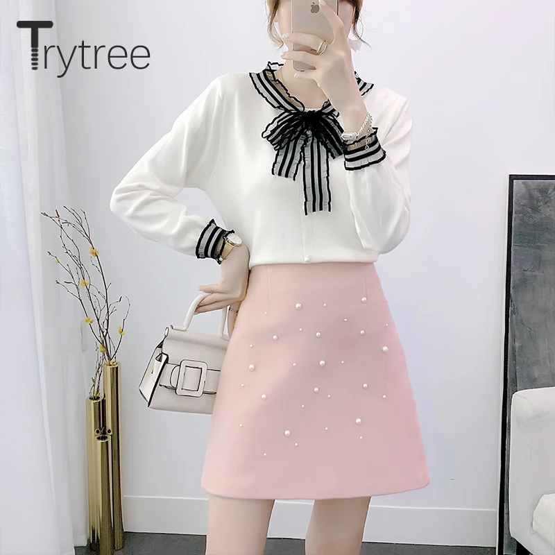 Trytree осенне-зимний комплект из двух предметов Повседневный вязаный свитер с