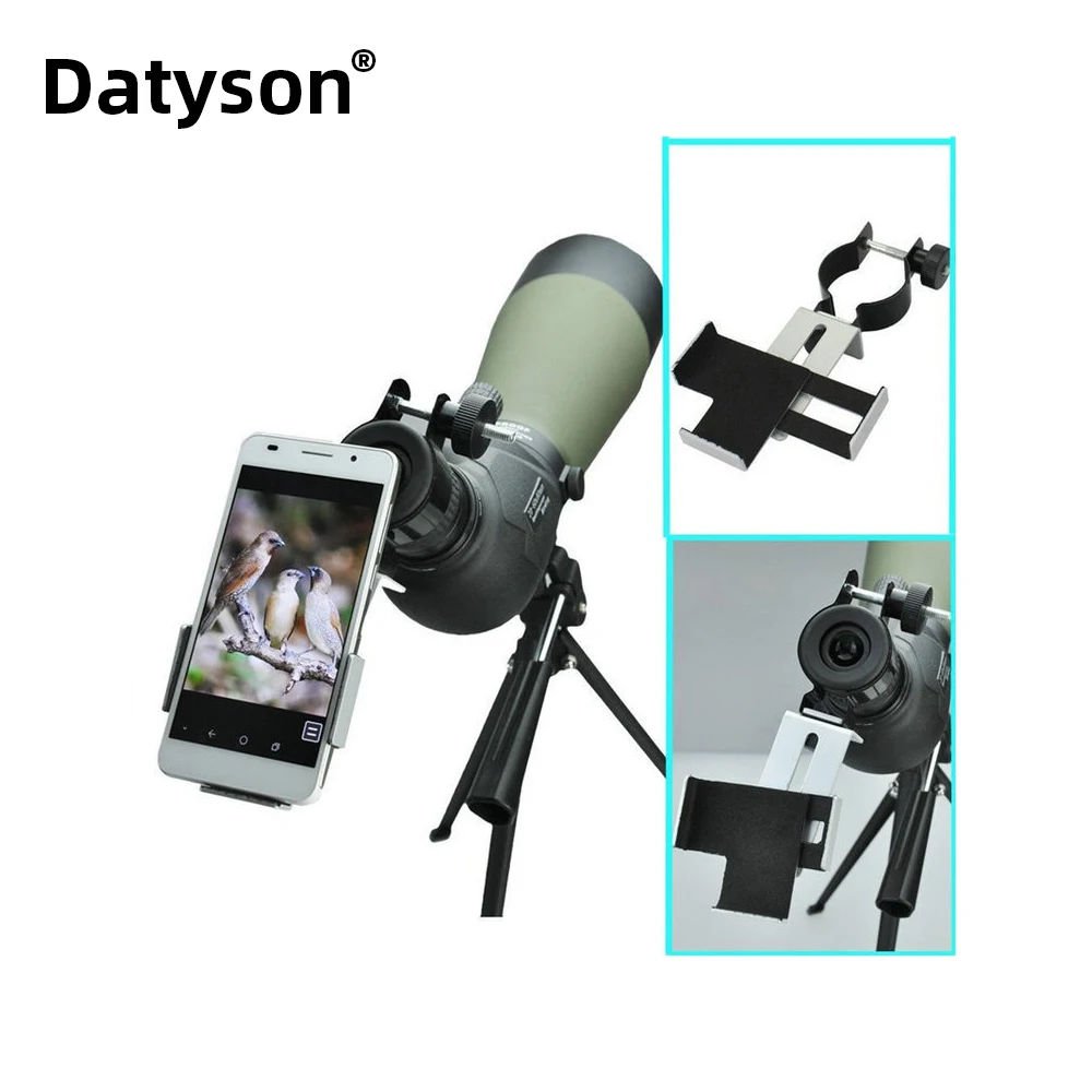 

Datyson Upgraded Metal Mobile Phone Holder For Telescope 2 inch 38-50mm 360 Rotable Binoculars Monocular Telescopes Adapter