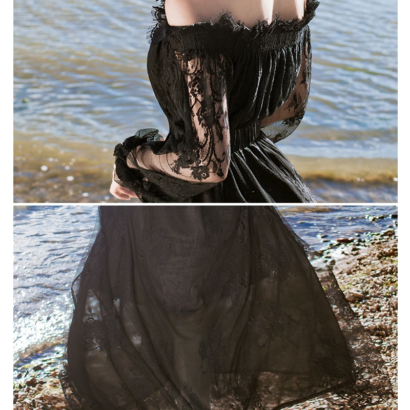 

Summer Lace Dress 2020 Fashion Off Shoulder Slash Neck Sexy Beach Dress Women New High Waist Casual Black Party Vestidos