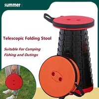retractable folding stool portable height adjustable plastic telescopic chair seat suitable for camping fishing chair