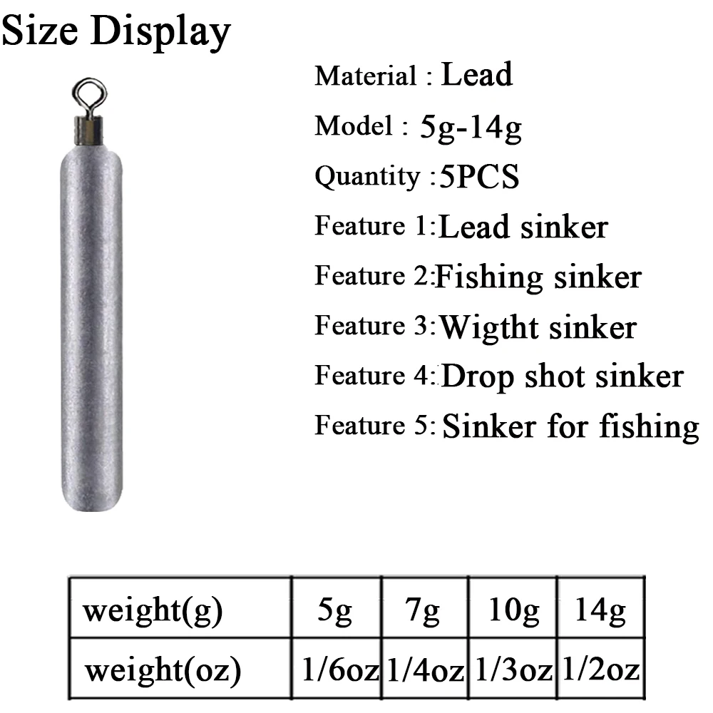 5 pz/lotto pesi di pesca zavorra 5g 7g 10g 14g esca morbida zavorra attrezzatura da pesca accessori