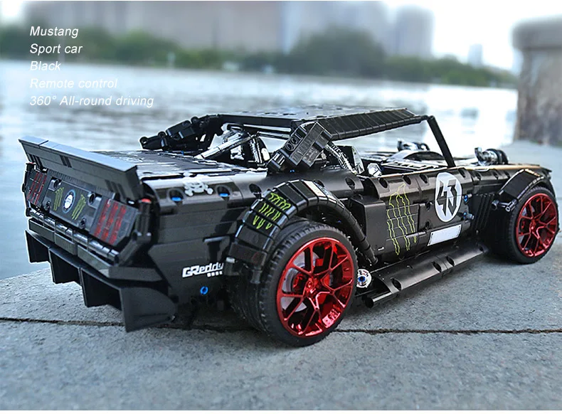 Модель 20102 года: Игрушечная машина, совместимая с MOC-16915 Mustang Hoonicorn, с функцией двигателя, Детская модель автомобиля, игрушечные строительные блоки