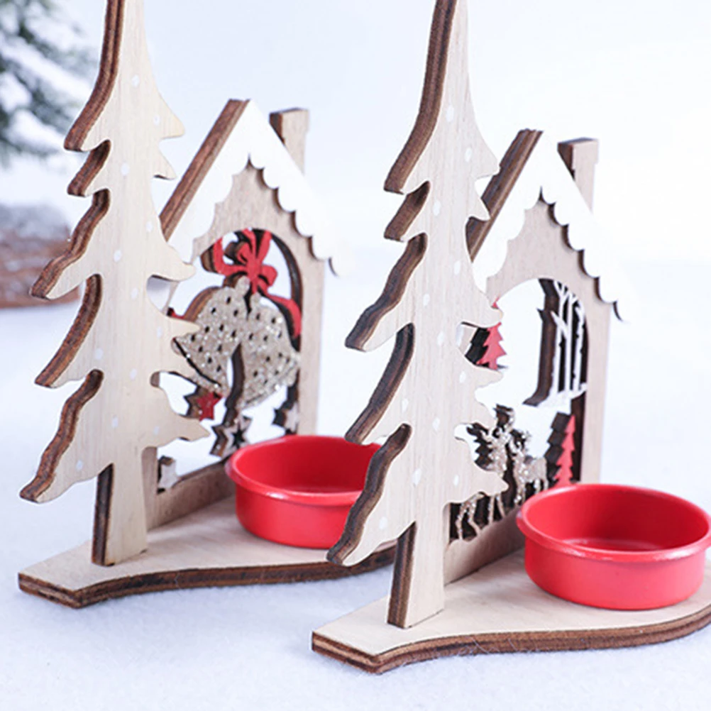 Креативное Рождественское украшение деревянный подсвечник рождественские