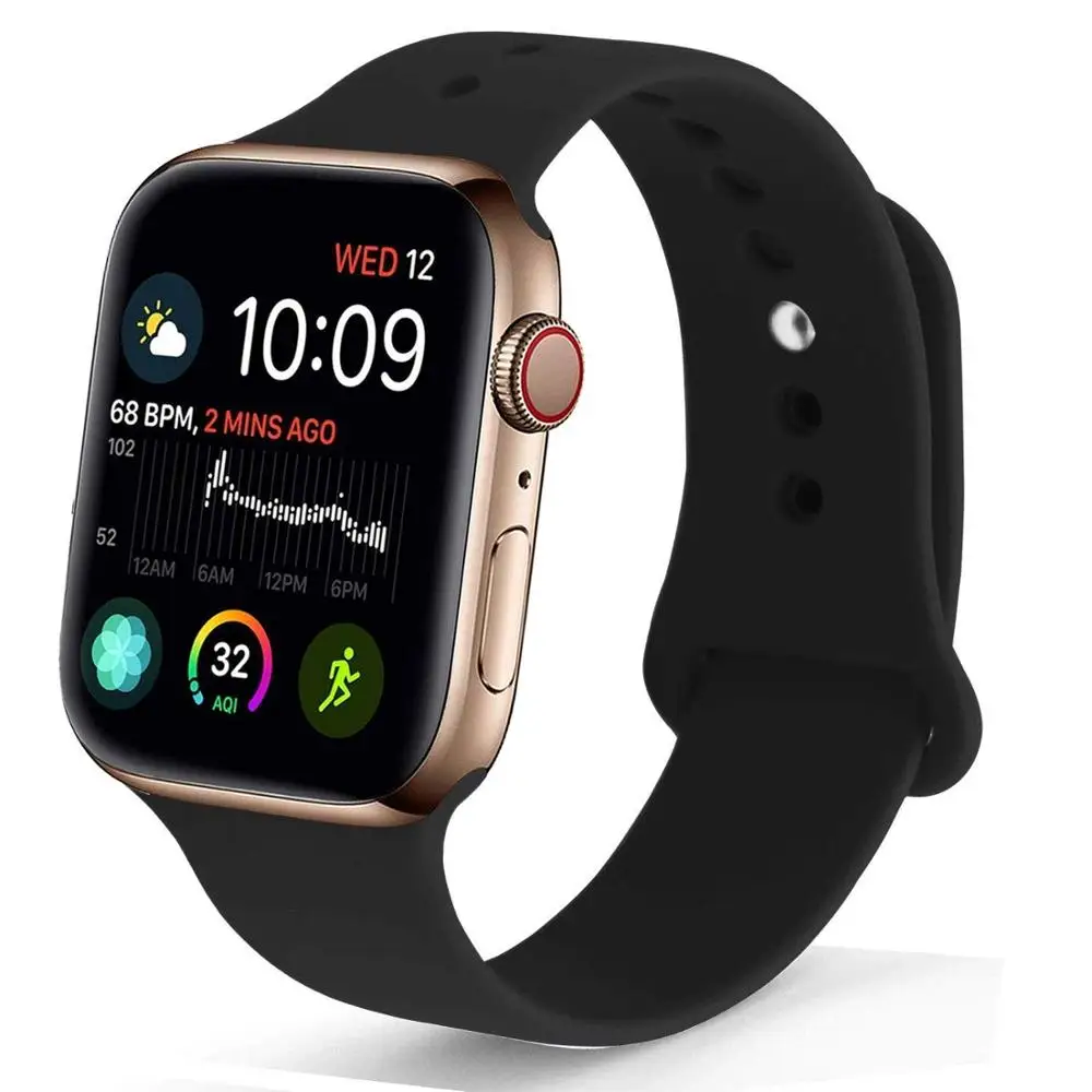 32 Цвета мягкого силикона замена спортивный ремешок для Apple Watch группа 44 мм 40 мм Series4/3/2 /42 мм 1 38 мм наручные браслет ремень