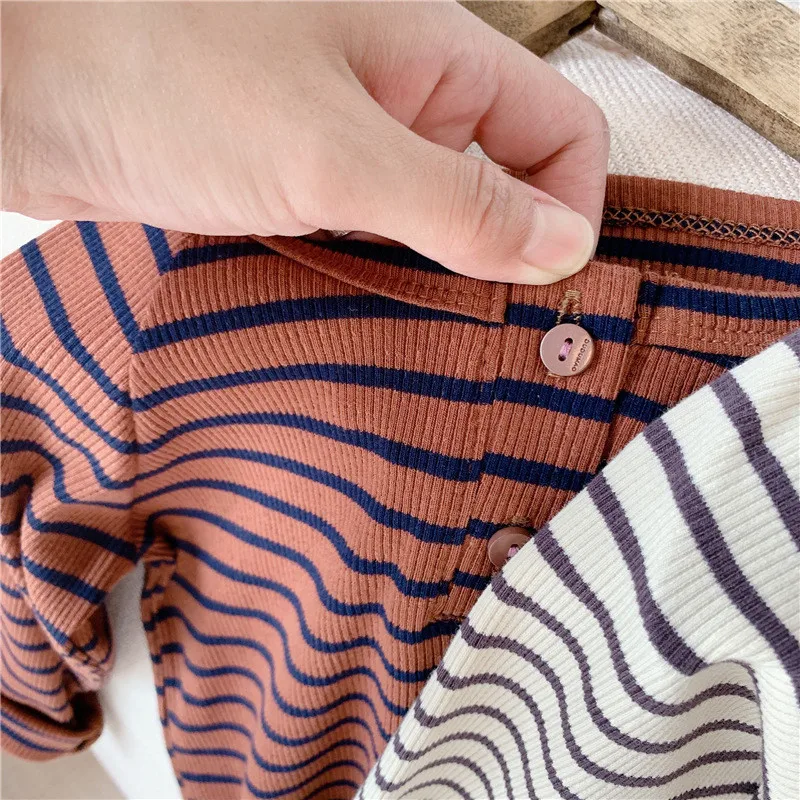 

Boys and Girls fashion striped long sleeve T shirts 2020 new Korean style cotton 2 color O-neck casual tops for kids pullover
