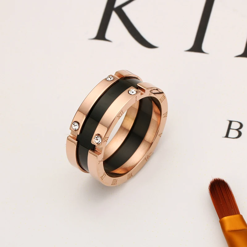 Универсальное кольцо Стразы с выемкой для женщин из титановой стали цвета