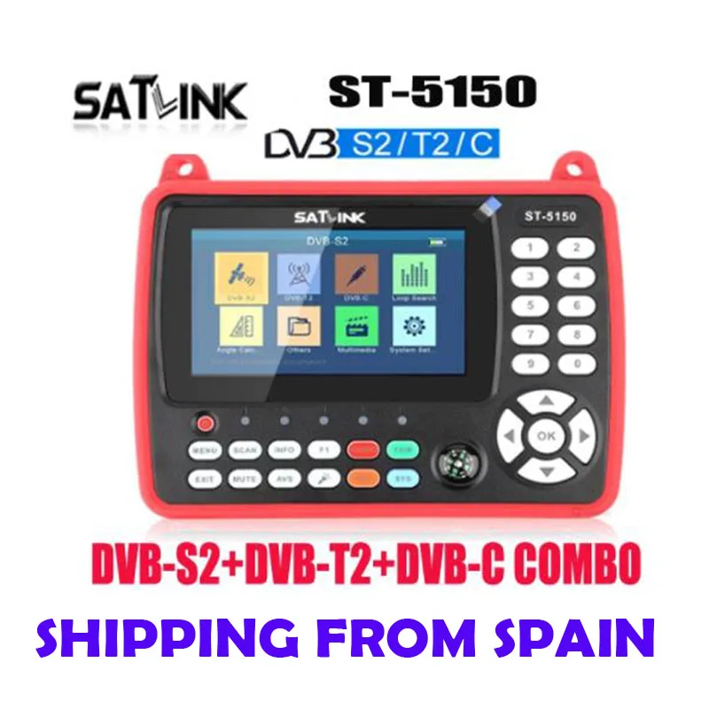 Satlink 5150 h.265 DVB S2 T/T2/C Combo поддерживает цифровой спутниковый измеритель QPSK искатель