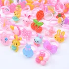 10 шт.лот, игрушки для девочек, детские Мультяшные кольца, кольца в форме конфеты, цветка, животного, банта, набор колец, смешанные кольца для пальцев, Детские Кольца