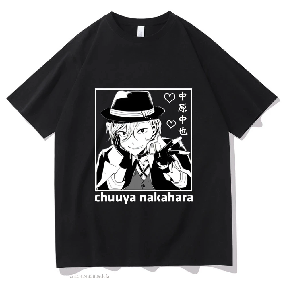 

Bungo Stray Dogs Fashion Oversized Black T-shirt Osamu Dazai Chuuya Nakahara Short Sleeve Loose Tee Tops