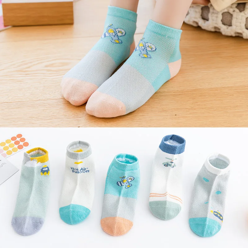 5 пар = 10 шт./лот детские носки однотонные весенне летние сетчатые хлопковые в