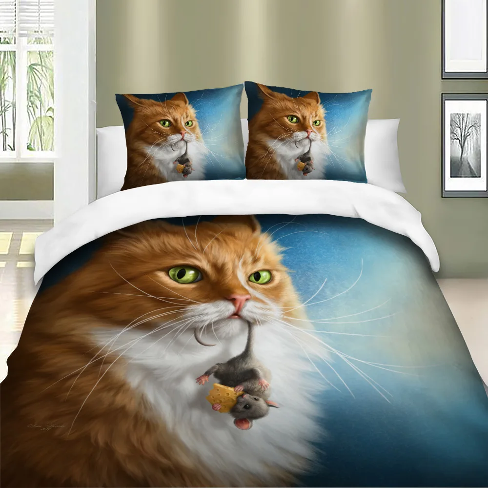

Quilt Cover Sets 2021 Fashion Cats And Dogs Series Bedding 3D Digital Printing Bed Duvet Quilt Cover Bedding Set