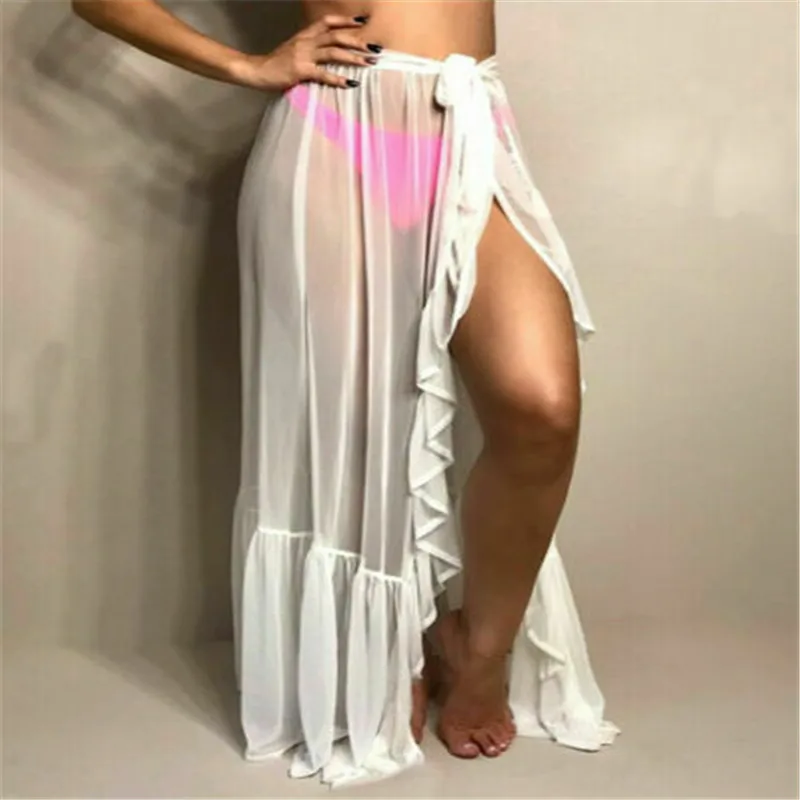 Женское пляжное платье-парео однотонное макси-платье в горошек с принтом саронг