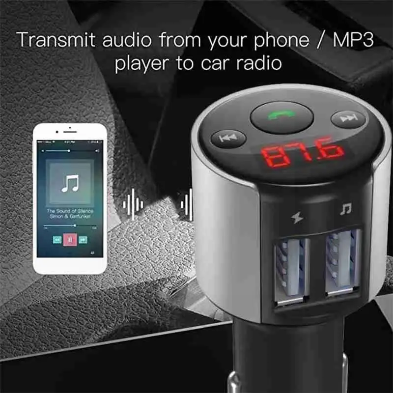 

Wireless Bluetooth 5.0 Car FM Transmitter MP3 Music Radio Adapter Player Dropshipping Charger AUX Car USB Dual Handsfree Ki H4H4