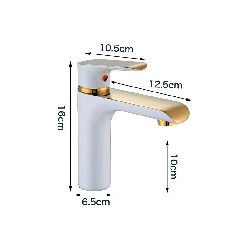 

Bathroom Basin Faucets Solid Brass Sink Mixer Tap Hot & Cold Single Handle Deck Mounted Lavatory Water Crane Taps White & Gold