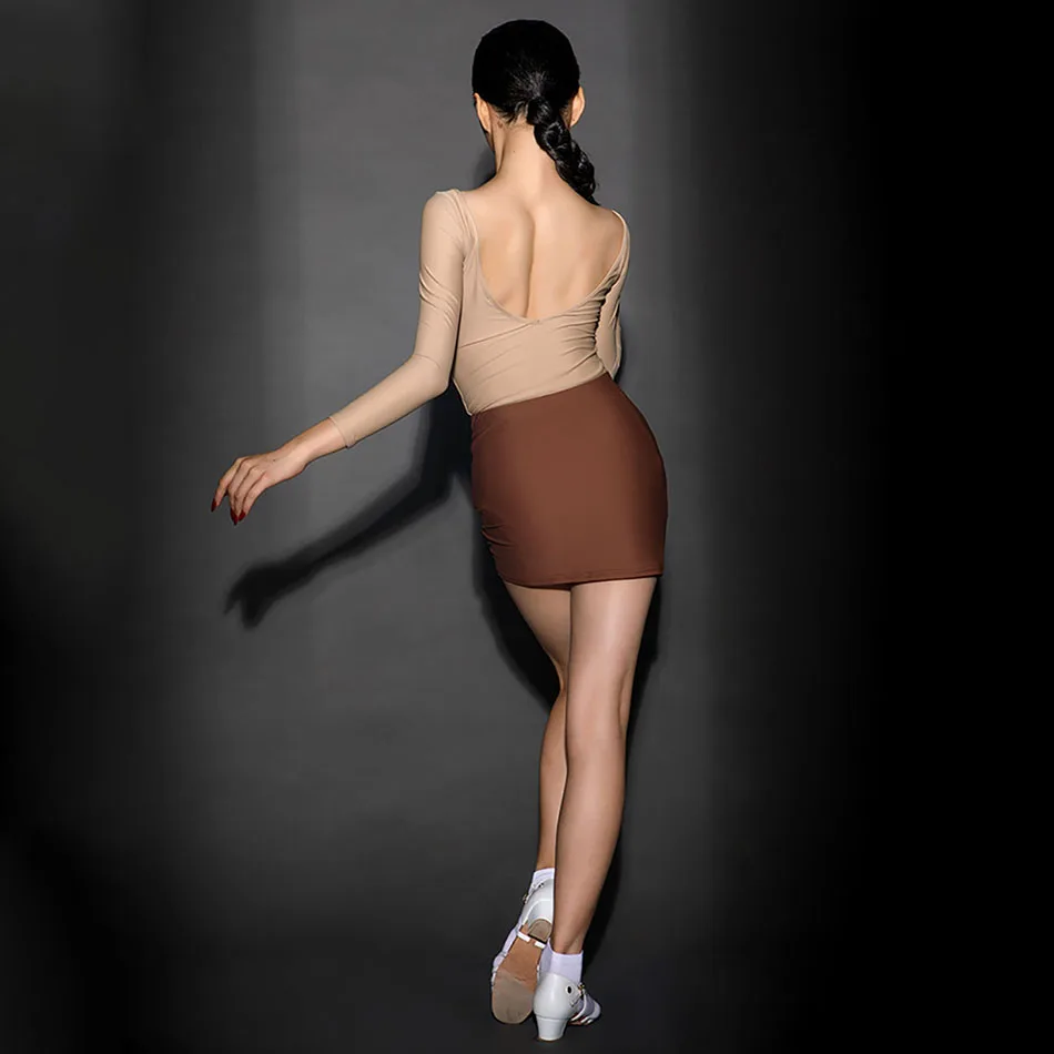 Платье для латиноамериканских танцев с длинным рукавом и юбкой H6197 - купить по