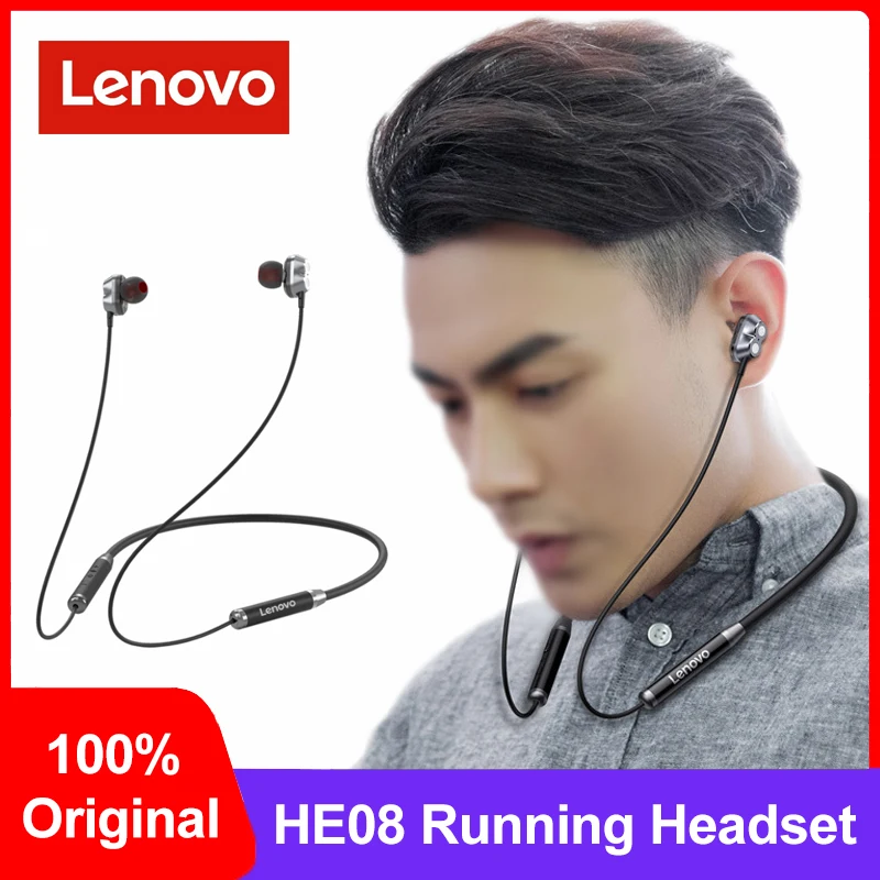 

Новинка, наушники Lenovo HE08 TWS с Bluetooth, беспроводные наушники с шейным ободом, гарнитура для бега, наушники-вкладыши с шумоподавлением и микрофо...