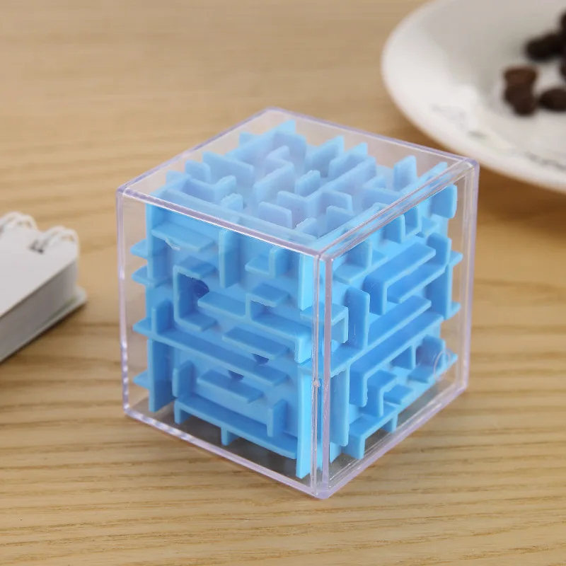 Синий TOBEFU 3D лабиринт волшебный куб прозрачный шестигранный головоломка скоростной куб катящийся мяч игра кубики лабиринт игрушки для детей развивающие - Цвет: Синий