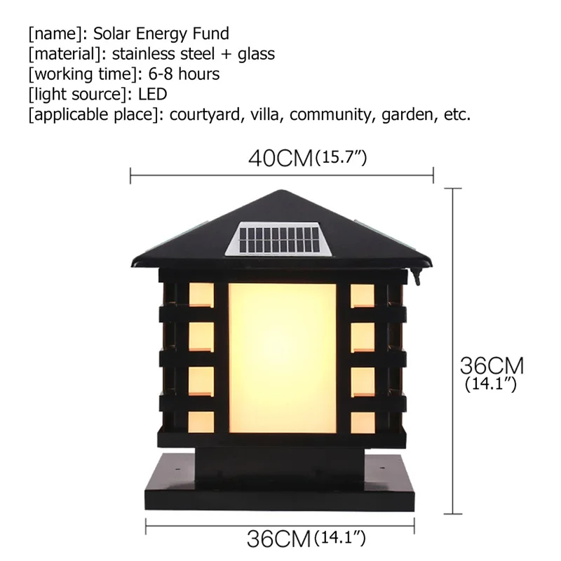 

BRIGHT Outdoor Wall Light Fixture Solar Post Light Modern Patio LED Waterproof Lighting For Pillar Porch Balcony Courtyard Villa