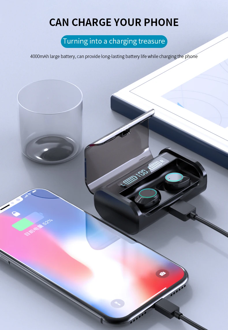 G02 V5.0 Bluetooth стерео наушники беспроводные IPX7 водонепроницаемые сенсорные наушники гарнитура 3300 мАч светодиодный аккумулятор с дисплеем type-c чехол для зарядки
