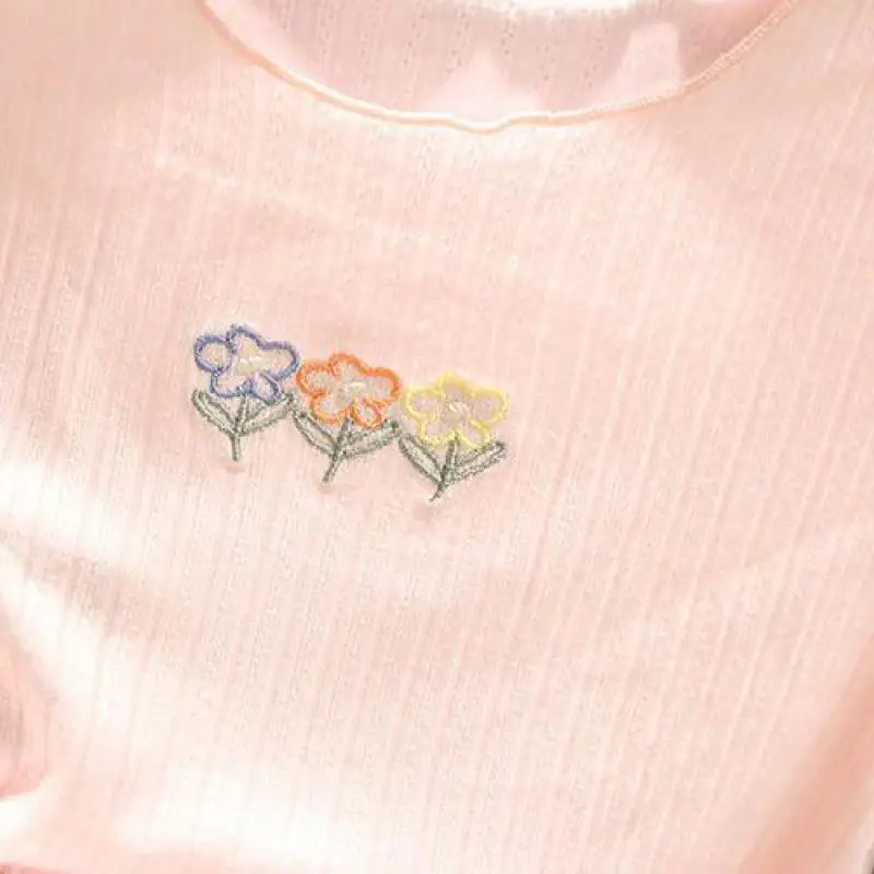 

2021 Summer Fashion Baby Girls T-shirts Girls Shorts Sleeve Tees Tops Toddler Kids Cotton Flowers Infant Sweet Clothing For 0-5t