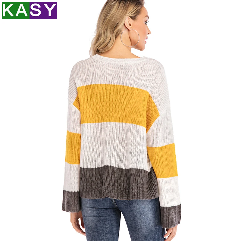 

Women 2020 Fashion Autumn Striped Oversized Sweaters Ladies Winter Screw Neck Loose Pullovers Knitted Jumpers Plus Size