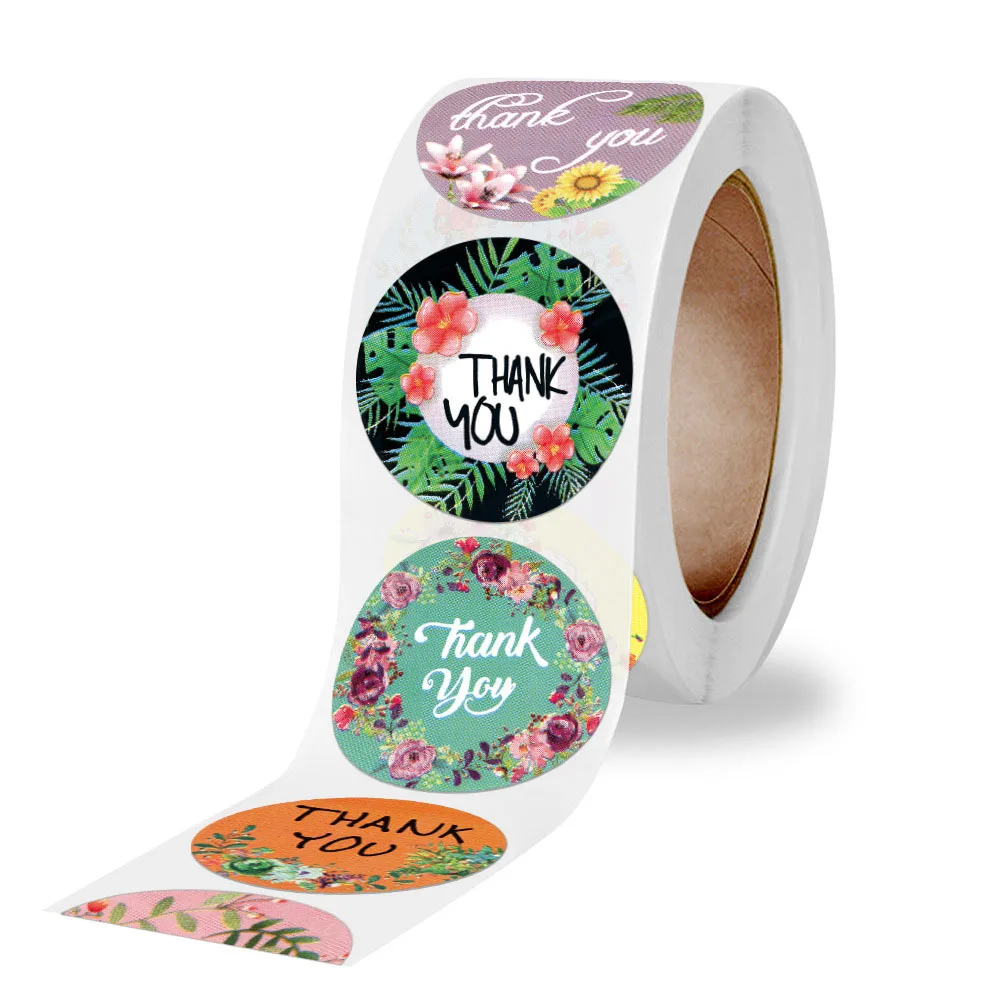 

Qiduo 500pcs Round Handmade Floral Thank You Sticker Seal Label Christmas Gift Decoration Sticker for Package Stationery Sticker