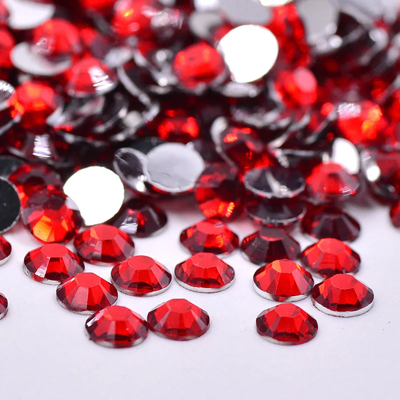 Red JUNAO, 2, 3, 4, 5, 6 мм, синие циркониевые Стразы AB из смолы с плоской задней поверхностью для ногтей, хрустальные камни, круглые бусины для скрапбукинга для ювелирных изделий - Цвет: Red